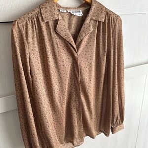 70s Vintage Neutral Floral Blouse